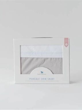 Like New Little Unicorn Percale Crib Skirt in Warm Gray